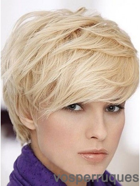 Blonde courte ligne droite Boycuts capless perruque boutique en ligne