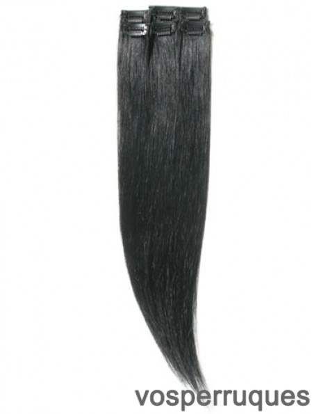 Incroyable pince à cheveux remy droite noire dans les extensions de cheveux