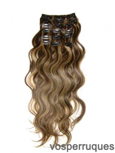 Clip dans les extensions de cheveux avec une couleur brune style remy ondulé