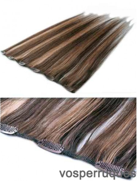 Clip de cheveux humains remy droit de haute qualité brun dans les extensions de cheveux