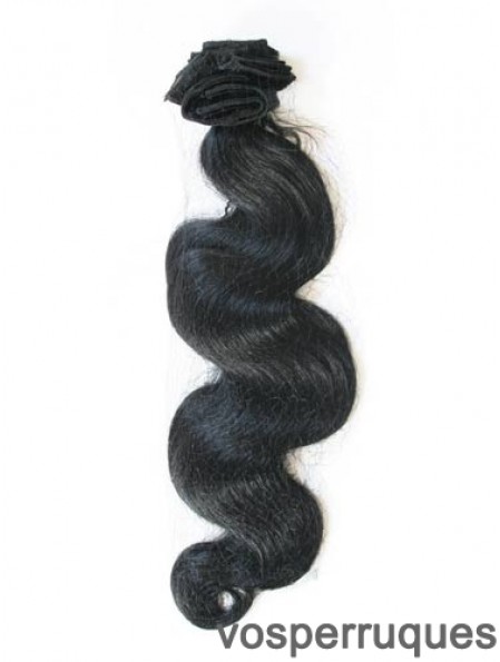 Bande ondulée noire de cheveux de Remy de style ondulé dans des prolongements de cheveux