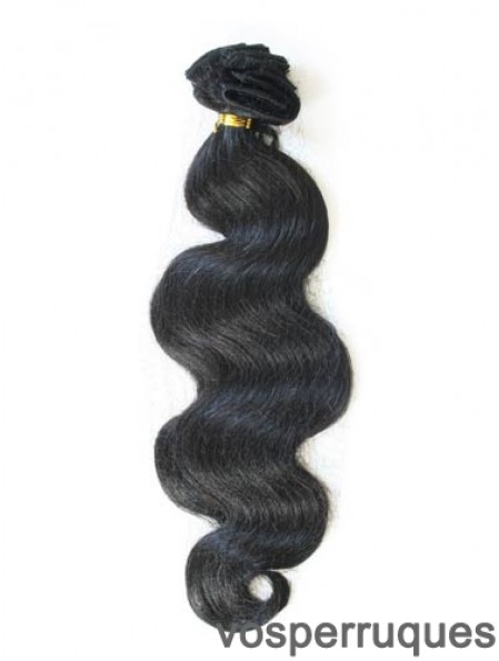 Ruban dans les extensions de cheveux avec un style ondulé de couleur noire Remy