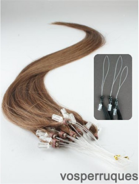 Extensions de cheveux d'anneau de micro boucle droite marron