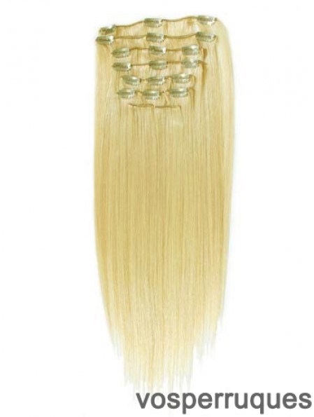 Style Blonde Remy droite cheveux humains Clip dans les extensions de cheveux