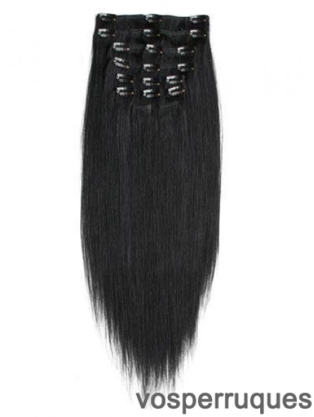 No-Fuss Black Remy Straight Hair Clip dans les extensions de cheveux