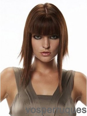 Postiches de cheveux humains Style droit Longue couleur Auburn