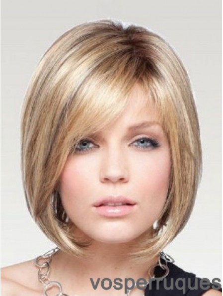 Bob Wigs Remy Human Chin Length Blonde Color Straight Style