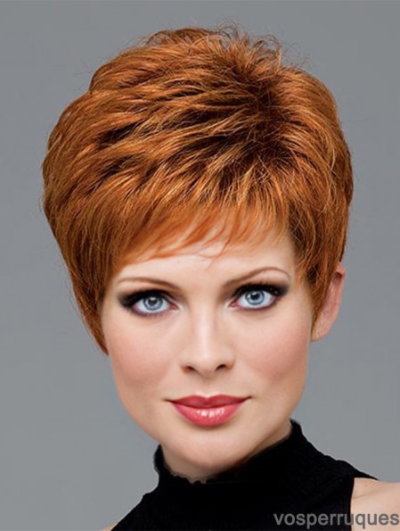 Perruques de cheveux humains avec une couleur ondulée capless style Auburn