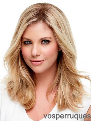 Cheveux blonds ondulés avec une longueur d'épaule de couleur blonde monofilament