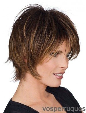 Vraies perruques de cheveux humains avec une longueur courte coupée en couches sans couches