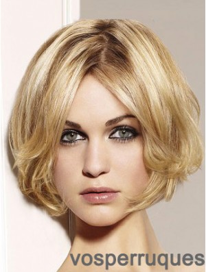 Blonde Bob Perruque Remy Human Chin Longueur Lace Front Ondulé Style