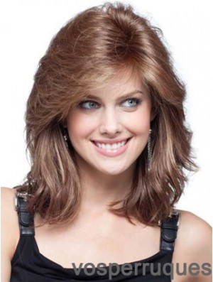 Flexibilité Auburn Wavy épaule Longueur Remy Human Lace Front Mono Perruques