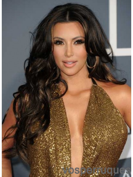 Shining Black Color Curly Long Human Hair Lace Front Wigs For Kim Kardashian Wigs