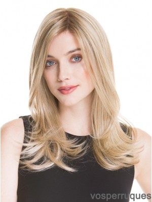 Monofilament longue perruque blonde UK 100% Style droit attaché à la main