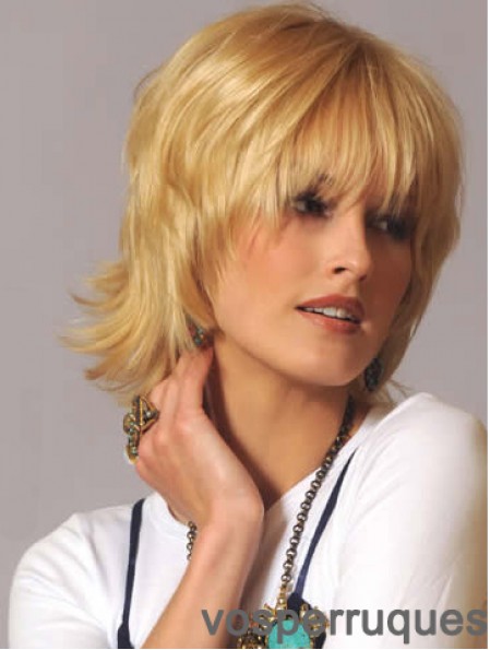 Perruques ondulées de cheveux humains Style ondulé de couleur blonde avec capless
