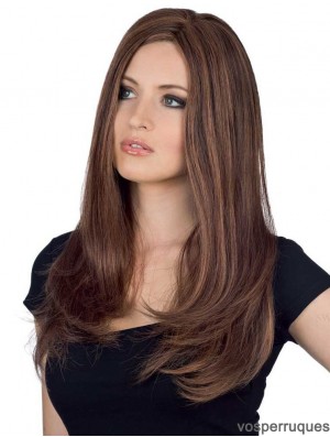 Perruque féminine droite de cheveux humains naturels avec longue longueur de monofilament
