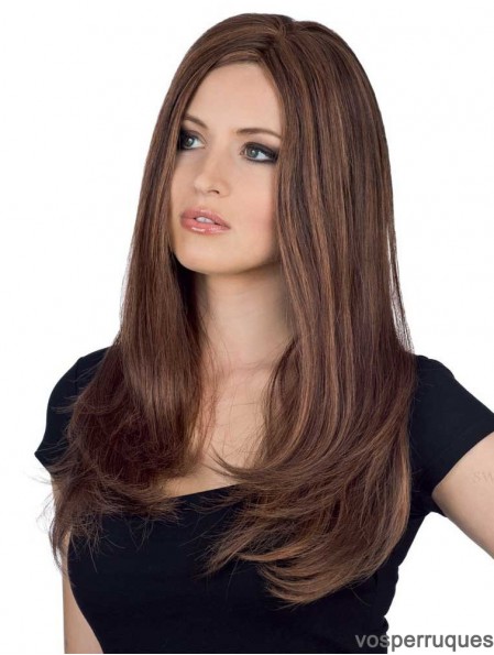 Perruque féminine droite de cheveux humains naturels avec longue longueur de monofilament