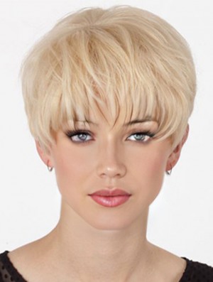 Topper mono de cheveux humains avec le monofilament coupe le style droit de courte longueur