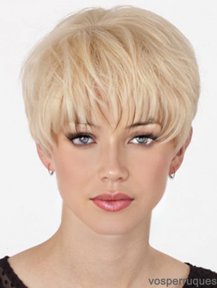 Topper mono de cheveux humains avec le monofilament coupe le style droit de courte longueur