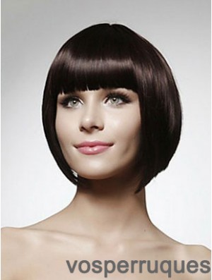 Bob humains pas cher perruques de longueur de menton coupe couleur noire Style droit