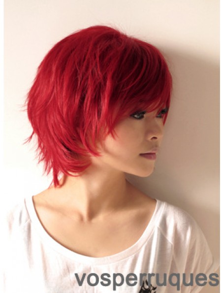 Perruques ondulées dans les cheveux humains Style ondulé Longueur courte Couleur rouge