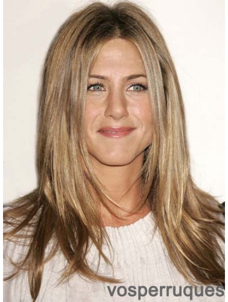 Perruque Jennifer Aniston en dentelle droite blonde avec des couches droites