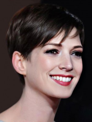 Remy Human Boycuts Lace Front Cropped Brown Anne Hathaway Perruques