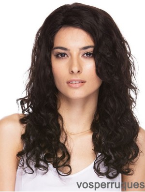 Brésilienne 16  inchcapless longue perruque bouclée de cheveux humains bruns