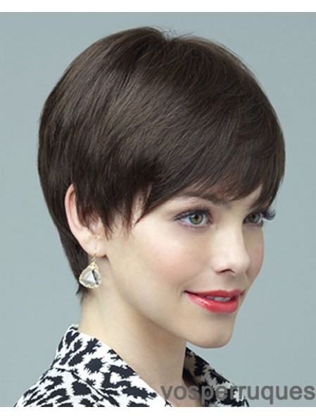 Human Wig 100% Hand Tied Layered Cut Short Length Brown Color