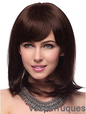 Auburn Synthetic Wig With Bangs Capless Shoulder Length Auburn Color