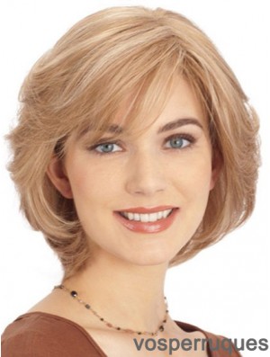 Cheveux humains avant de lacet monofilament haut perruques couleur blonde menton longueur