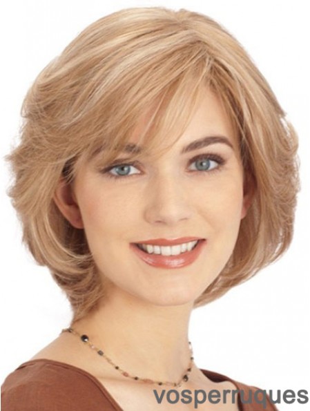 Cheveux humains avant de lacet monofilament haut perruques couleur blonde menton longueur