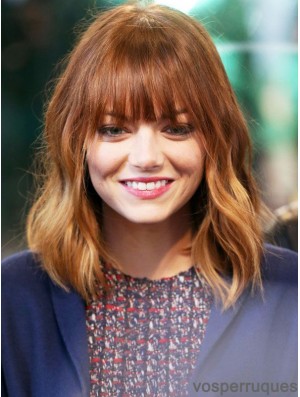 Lace Front Emma Stone Wigs Human Hair UK With Bangs Wavy Style Cropped Color
