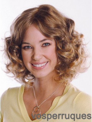 Synthétique Curly Chin Longueur Capless Curly Style Brown Color