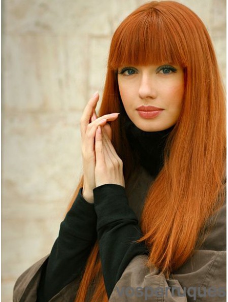 100% Human Hair Lace Front Wigs With Bangs Straight Style