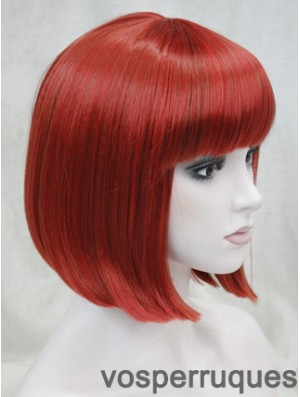 Longueur de menton de perruque avant de dentelle de cheveux humains avec une couleur rouge de frange