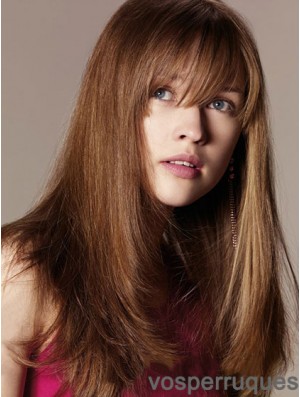Synthetic Wig With Bangs Long Length Straight Style Auburn Color