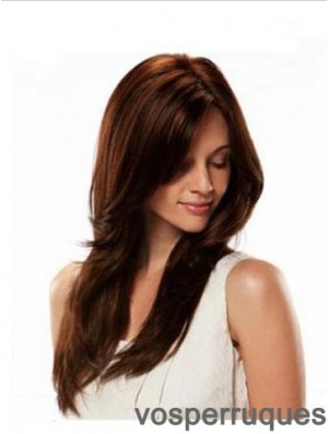 Perruque monofilament Cheveux humains Auburn Couleur Style droit Longueur longue