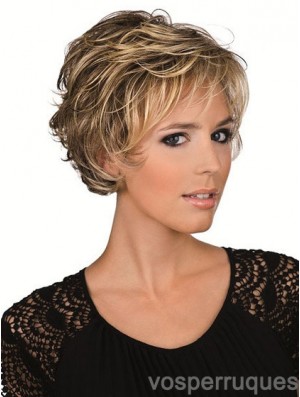 Human Hair Brown With Lace Front Cropped Length Layered Cut
