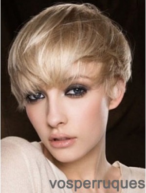 Blonde Human Hair Wig Cropped Length Straight Style Boycuts