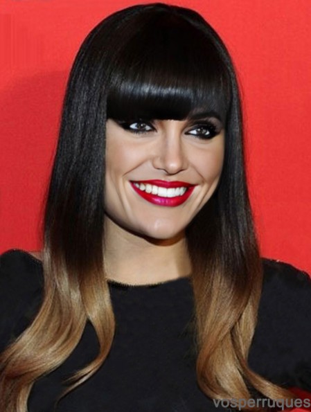 Jessie J Cheveux Ombre / 2 Couleur Avec Frange Monofilament Longue Longueur