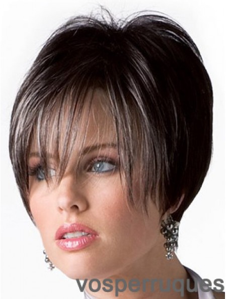 Boycuts Trendy Straight Brown Perruques de cheveux courts