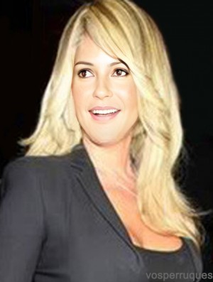 Top 17 pouces de long ondulé avec frange pleine dentelle perruques Kim Zolciak