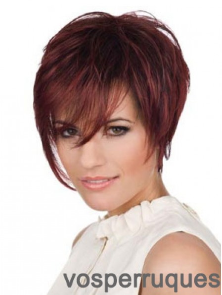 Cheveux humains Mono Top Piece Lace Front Longueur recadrée Couleur rouge