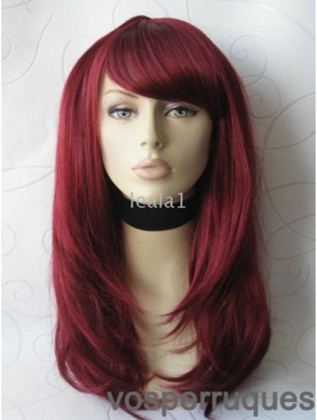 Perruque en dentelle avant avec frange longue couleur droite Style rouge