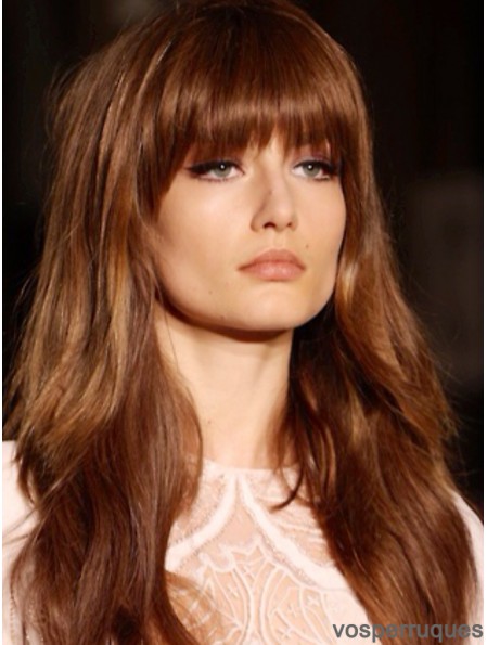 Avec Bangs Long Copper Wavy 20 pouces de belles perruques de cheveux humains