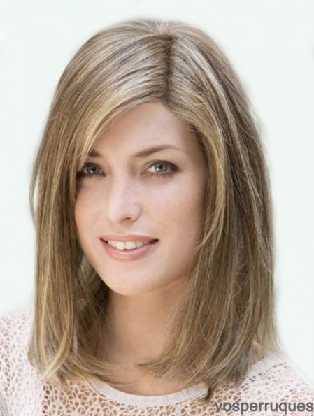 Amazing 14 inch Brown Shoulder Length With Bangs Straight Human hair Wigs