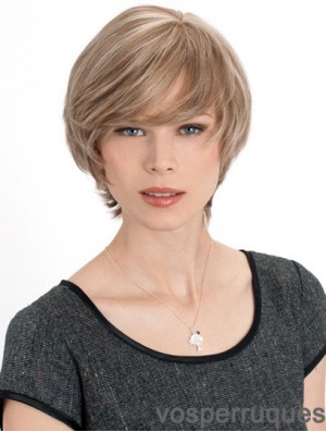 Monofilament Straight Layered Chin Length 8 pouces Discount Perruques de cheveux humains