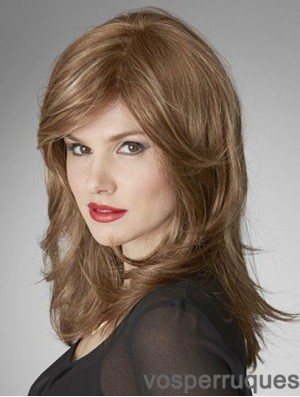 Monofilament Wavy Layered épaule longueur 16 pouces moins cher perruques de cheveux humains