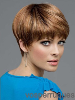 Brown Cropped Straight Boycuts Lace Front Wigs Cheap